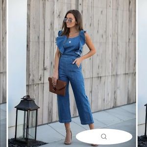 POCKETED DENIM JUMPSUIT
